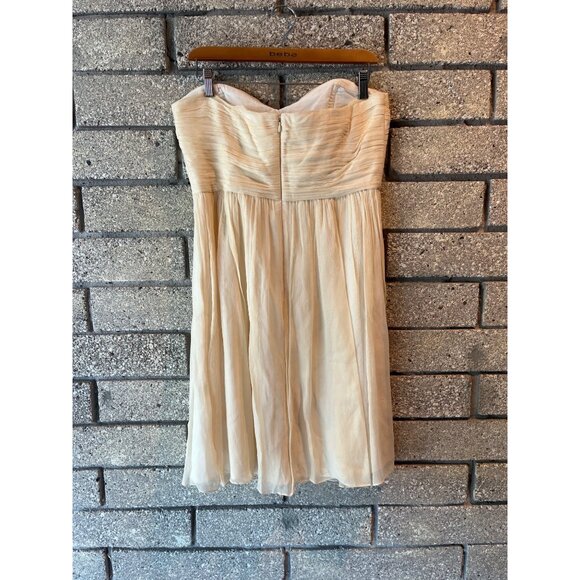 Strapless Cream J.Crew Silk Pleated Cocktail Dress With Sweetheart Neckline Back - Picture 6 of 13